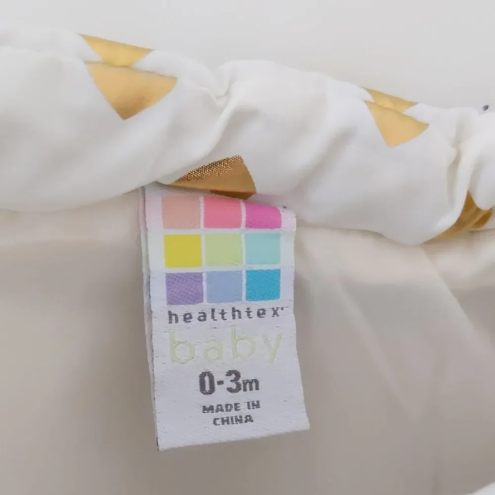 Kids Baby Healthtex White Puffer Vest with Gold Hearts Size 0-3 months